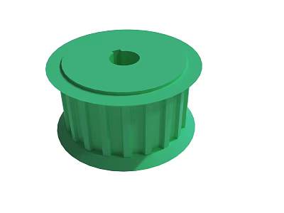Green Grooved Pulley Wheel Component With Central Hole And Ribbed Design 3d model