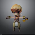 3D Cartoon Character Design With Orange Hair Blue Eyes And Yellow Pants Holding Item
