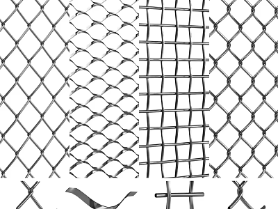 Metal Mesh Room Dividers With Various Woven Patterns And Connector Parts 3d model