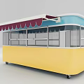 Commercial Equipment Modern Mobile Cart with Gray Transparent Glass Windows Open Door Awning and Wheels