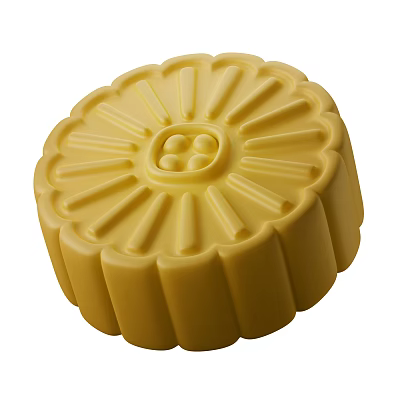Traditional Yellow Moon Cake With Decorative Flower Pattern And Intricate Surface Design 3d model