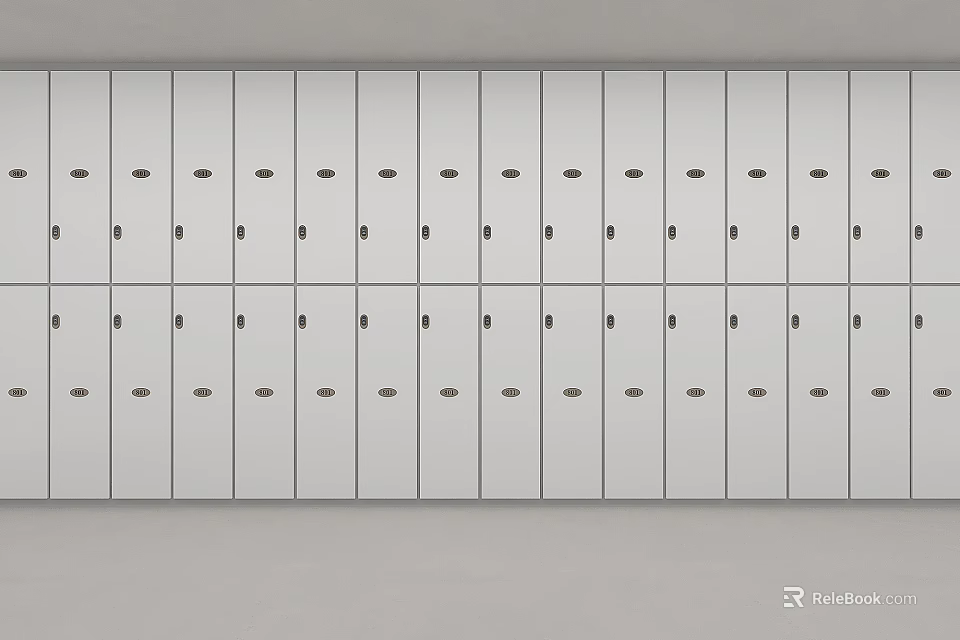 Sleek White Wardrobe Design With Multiple Aligned Doors And Handles 3d model 