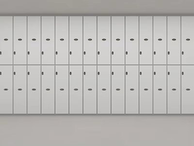Sleek White Wardrobe Design With Multiple Aligned Doors And Handles 3d model