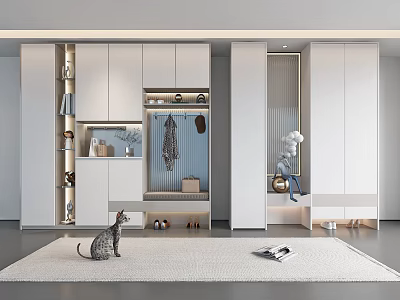 Modern Shoe Cabinet Design With Storage Shelves And Elegant White Finish 3d model