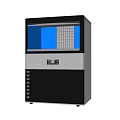 Ice Maker With Transparent Door Digital Display Visible Ice Cubes And Black White Design