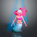 Stunning Mermaid Game Movie Character With White Hair Pink Bikini Blue Tail And Colorful Lights