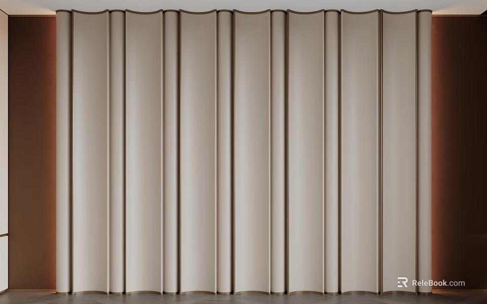 Modern Minimalist Bedroom Accent Wall With Clean Lines And Neutral Tones 3d model 