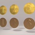 gold coin copper coin ingot gold ingot gold metal digital 123 metal material metal panel 3d model