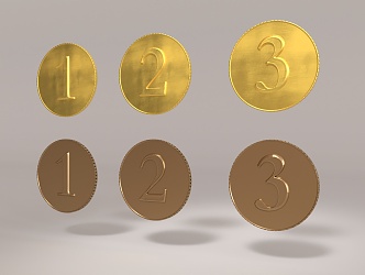 gold coin copper coin ingot gold ingot gold metal digital 123 metal material metal panel 3d model