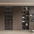 Modern Wooden Bookcase With Glass Doors Books Decorative Items And Integrated Storage Design