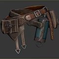 Vintage Leather Utility Belt With Holster Water Bottle And Tool Pouches
