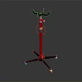 Red Standing Workshop Tool with Black Handles and Four Wheels Design 3d model