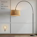 Modern Arched Floor Lamp With Brass Finish And Fabric Shade
