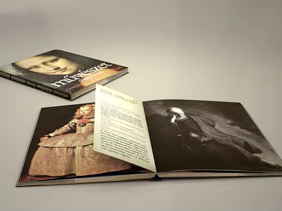 Magic Themed Book With Color And Black White Illustrations On Open Pages 3d model
