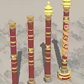 Panlong Landscape Column Square Column 3d model
