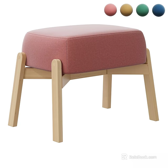 Pink Upholstered Bench With Wooden Legs Modern Home Furniture Design 3d model 