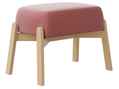 Pink Upholstered Bench With Wooden Legs Modern Home Furniture Design 3d model