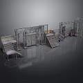 3D Industrial Metal Structure Scene With Stairs Platform And Railings