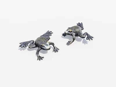 Decorative Metal Frog Figurines Pair With Detailed Features For Tabletop Decor 3d model