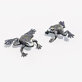 Decorative Metal Frog Figurines Pair With Detailed Features For Tabletop Decor