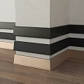 Modern Decorative Corner Lines With Layered Black White Beige Panels On Wall Corner And Wooden Floor