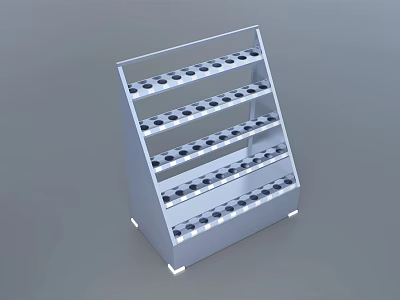 Sturdy Multi Tiered White Storage Shelf With Step Design For Organizing Items 3d model