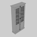 Modern Minimalist White Cabinet With Glass Doors And Wooden Shelves