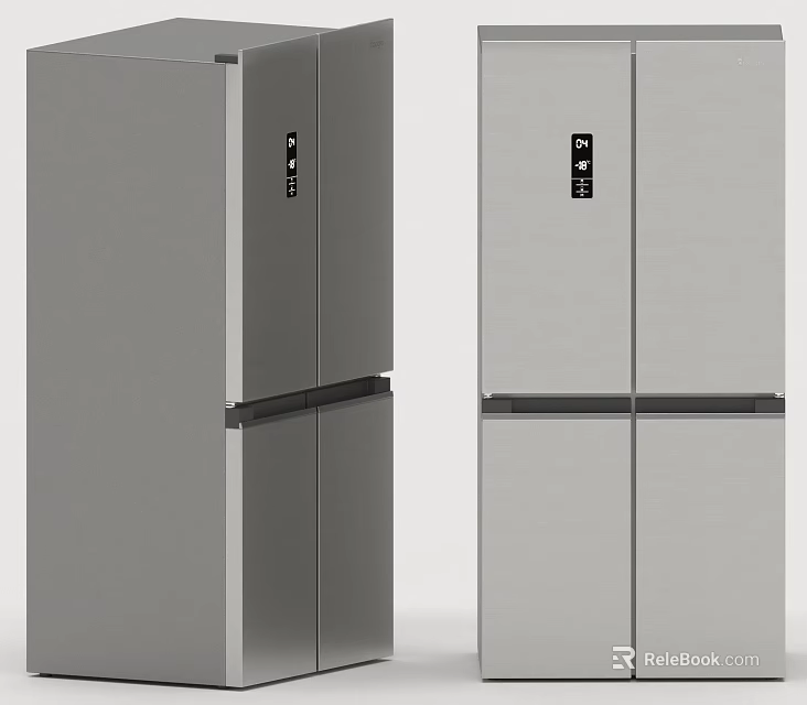 Modern Stainless Steel Double Door Refrigerators For Home Kitchen Household Appliances 3d model 
