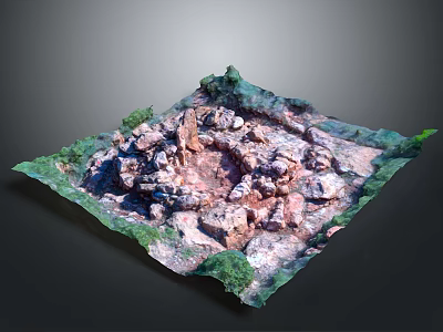 Scenic Natural Landscape Featuring Square Shaped Rock Piles And Green Vegetation 3d model