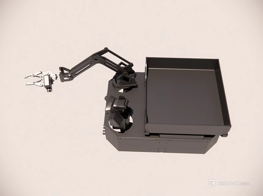 Black Robotic Mechanical Arm Equipment With Platform And Functional Structure 3d model