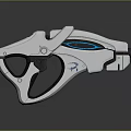 Futuristic White Pistol Style Weapon With Sleek Design And Blue Glowing Elements 3d model