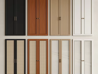 Various Colored Wardrobe Doors with Different Panel Designs for Modern Home Interiors 3d model