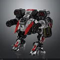 Detailed Robot Character Design With Mechanical Armor Cannons Red Accents And Tracked Legs