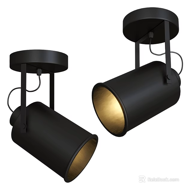 Modern Black Downlights And Spotlights With Warm Light And Contemporary Design 3d model 