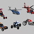 Colorful Building Block Toy Collection With Cars Helicopters Motorcycles For Kids Play