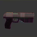 Futuristic Metallic Gun with Detailed Armor Plated Structure and Ergonomic Grip Isolated on Dark Background