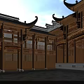 Traditional Chinese Architecture Building With Symmetrical Design Wooden Doors And Carvings