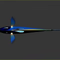 Blue Fish With Yellow And Green Stripes Black Head And Blue Tail On Gray Background