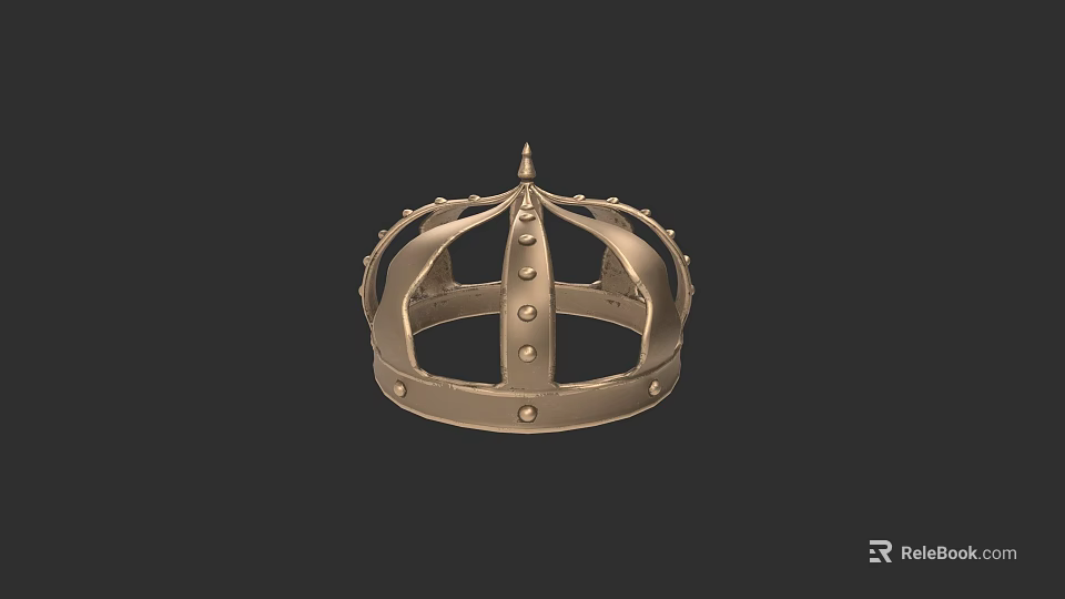 Elegant Golden Crown Hat Featuring Pointed Top And Decorative Rivets Details 3d model 