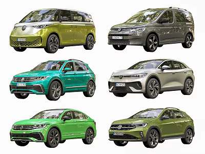 Volkswagen Cars In Various Colors And Models 3d model Volkswagen Cars In Various Colors And Models 3d model