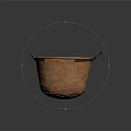 Vintage Brown Household Item Bucket With Metal Ring Handles And Textured Surface