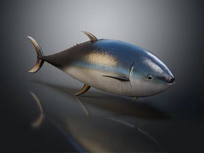 Shiny Silver Tuna Fish With Streamlined Body Shiny Scales And Ocean Habitat 3d model