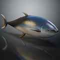 Shiny Silver Tuna Fish With Streamlined Body Shiny Scales And Ocean Habitat