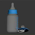 Transparent Baby Bottle With Blue Cap Measurement Scale And Silicone Nipple