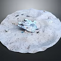 Mysterious Circular Sandy Surface With Small Metal Structure And Scattered Debris 3d model