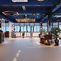 Modern Fitness Gym Interior With Spacious Layout Various Workout Equipment Windows And Pendant Lights