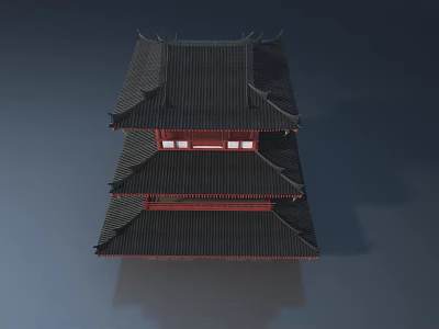 Chinese style ancient building pavilion ancient building door head 3d model