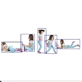 Five Young Girls Showing Different Sitting Poses On White Background