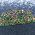 Thriving Aquatic Plants with Green Grasses and Pink Flowers in Water with Stones