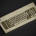Vintage Computer Keyboard With Classic Design And Old Style Beige Green Keys